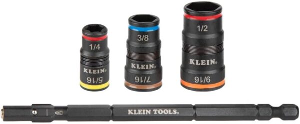 Klein Tools 32933 Impact Driver, SAE 7-in-1 Impact Socket Set, 3 Flip Sockets with 6 Hex Driver Sizes and 1/4-Inch Bit Holding Feature, Impact Rated 5-Inch Shaft - Image 2