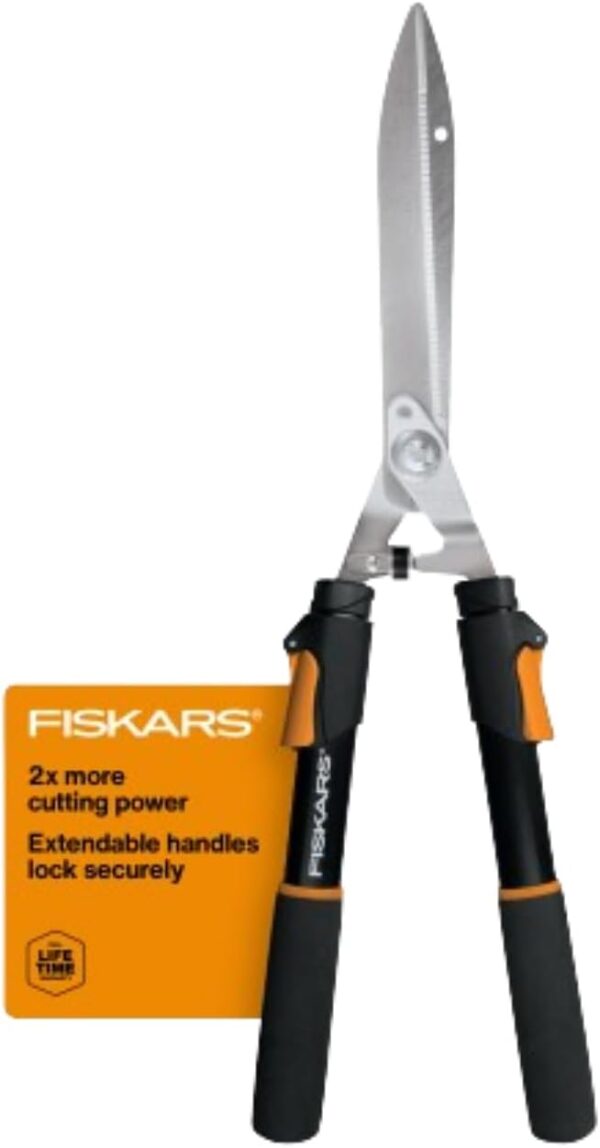 Fiskars Power-Lever Hedge Shears - 25"-33" Extendable Handle - Plant Cutting Scissors - Yard and Garden Tools - Orange/Black (packaging may vary) - Image 4