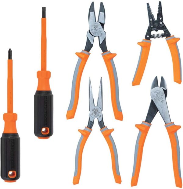 Klein Tools 9418R 1000V Insulated Tool Set with Side Cutter, Diagonal-Cutter, Long-Nose Pliers, 2 Screwdrivers and Wire Stripper, 6-Piece - Image 4
