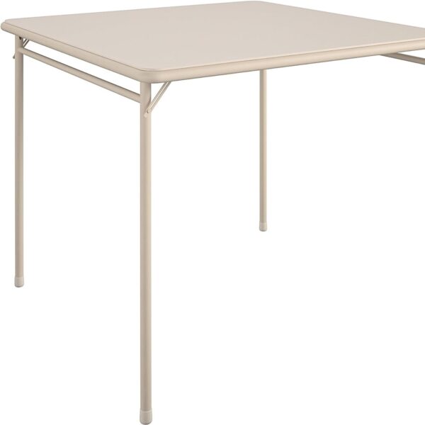 COSCO 34" Square Vinyl Top Card Folding Table, 1-Pack, Antique Linen