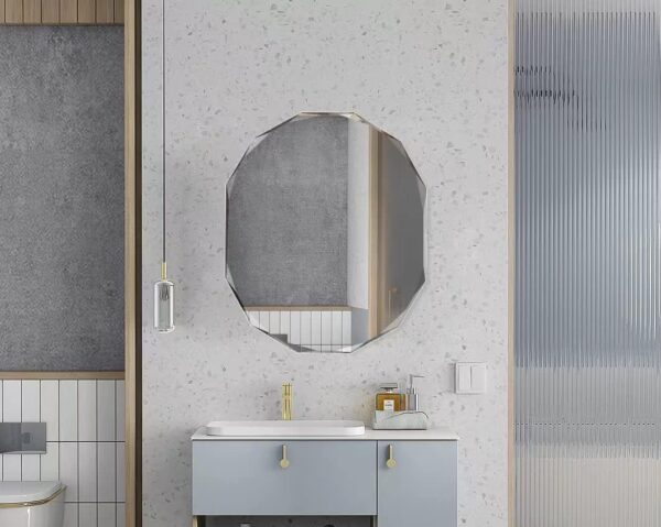 Single Beveled Edge Frameless Wall Mount Bathroom Vanity Mirror, 20” X 28” - Image 3