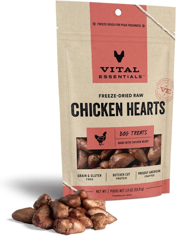 Vital Essentials Freeze Dried Raw Single Ingredient Dog Treats, Chicken Hearts, 1.9 oz - Image 4
