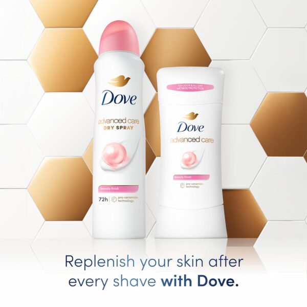 Dove Advanced Care Antiperspirant Deodorant Stick Beauty Finish 4 Count for helping your skin barrier repair after shaving 2.6 oz