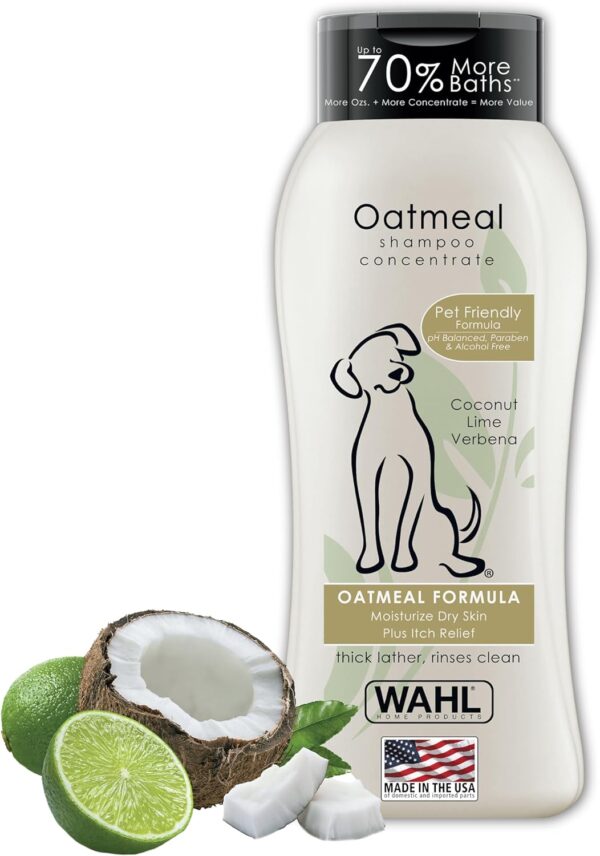 Wahl USA Dry Skin & Itch Relief Pet Shampoo for Dogs – Oatmeal Formula with Coconut Lime Verbena & Pet Friendly Formula, 24 Oz - Model 820004A - Image 4