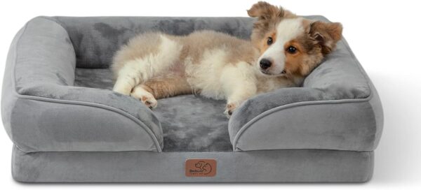 Bedsure Orthopedic Dog Bed for Medium Dogs - Waterproof Dog Sofa Beds Medium, Supportive Foam Pet Couch Bed with Removable Washable Cover, Waterproof Lining and Nonskid Bottom, Grey - Image 4