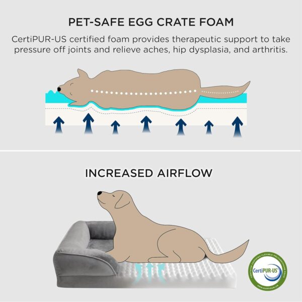 Bedsure Orthopedic Dog Bed for Medium Dogs - Waterproof Dog Sofa Beds Medium, Supportive Foam Pet Couch Bed with Removable Washable Cover, Waterproof Lining and Nonskid Bottom, Grey - Image 3