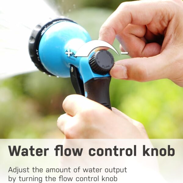 AQUASTAR- Metal Front-Trigger 7-Pattern Garden Hose Nozzle (Blue), Water flow control knob, Adjustable water flow with different paterns
