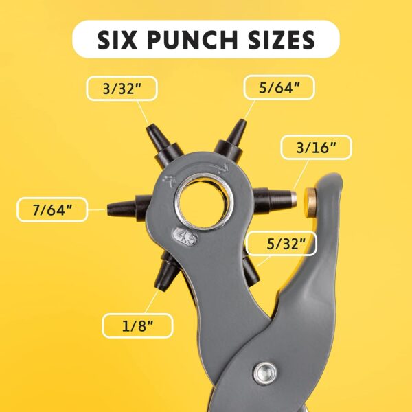 General Tools Leather Hole Punch Tool - 6 Multi-Hole Sizes for Leather, Rubber, & Plastic - Hobbies & Crafts 8.5 inches - Image 2
