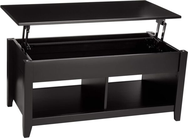 Amazon Basics Lift-Top Storage Rectangular Coffee Table, Black, 40 in x 18 in x 19 in - Image 3