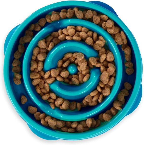 Outward Hound Fun Feeder Slo Bowl, Slow Feeder Dog Bowl, Medium/Mini, Turquoise - Image 4