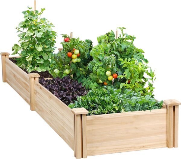 Yaheetech 8×2ft Wooden Horticulture Raised Garden Bed Divisible Elevated Planting Planter Box for Flowers/Vegetables/Herbs in Backyard/Patio Outdoor, Natural Wood, 97 x 25 x 11in - Image 4