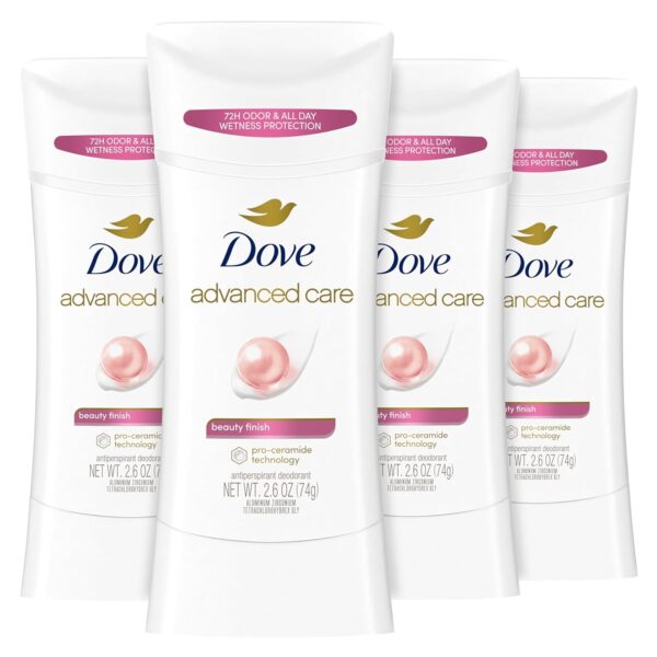 Dove Advanced Care Antiperspirant Deodorant Stick Beauty Finish 4 Count for helping your skin barrier repair after shaving 2.6 oz - Image 4