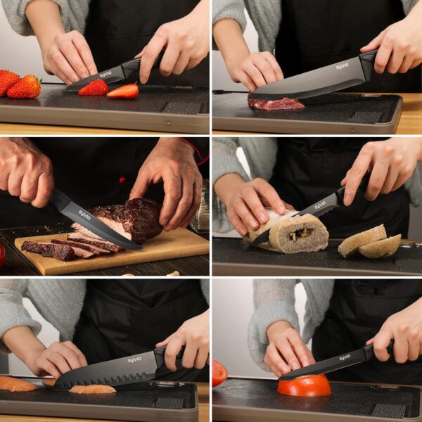 syvio 21-in-1 Kitchen Knife Set, Knife Sets with Block and 6 PCS Kitchen Utensils Set, Knives Set for Kitchen 15 Pieces with Built-in Sharpener, Utensils Holder for Storing Kitchen Tools - Image 3