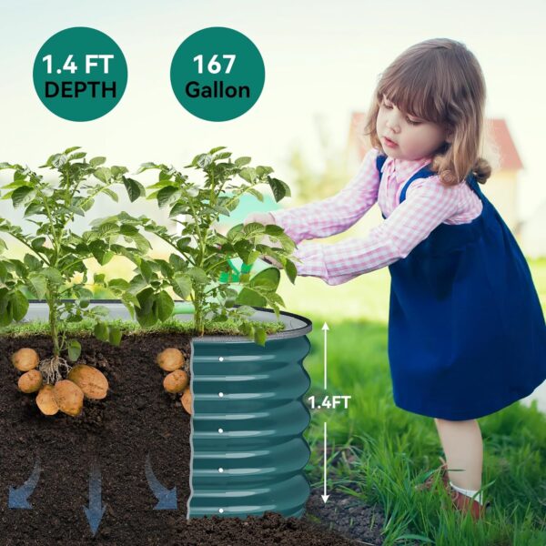 YITAHOME 8ftx2ftx1.4ft Outdoor Raised Garden Bed Kit, Galvanized Metal Planter Box with Safety Rubber and Gloves, above Ground, Large and Tall for Patio Plants Vegetables Flowers Fruits Herbs (Green) - Image 3