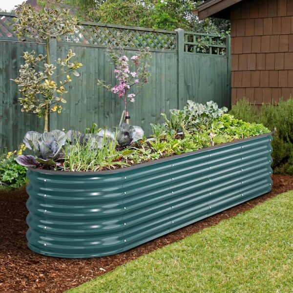 YITAHOME 8ftx2ftx1.4ft Outdoor Raised Garden Bed Kit, Galvanized Metal Planter Box with Safety Rubber and Gloves, above Ground, Large and Tall for Patio Plants Vegetables Flowers Fruits Herbs (Green) - Image 4
