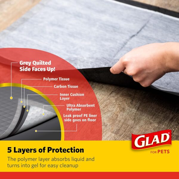 Glad for Pets Black Charcoal Puppy Pads 23" x 23" All-in-One | Puppy Potty Training Pads That ABSORB & NEUTRALIZE Urine Instantly | New & Improved Quality Puppy Pee Pads, 100 count - Image 2
