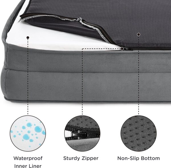 Bedsure Orthopedic Dog Bed for Medium Dogs - Waterproof Dog Sofa Beds Medium, Supportive Foam Pet Couch Bed with Removable Washable Cover, Waterproof Lining and Nonskid Bottom, Grey - Image 2