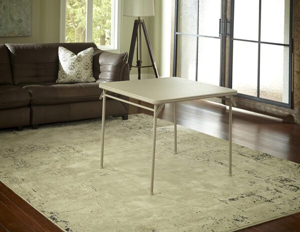 COSCO 34" Square Vinyl Top Card Folding Table, 1-Pack, Antique Linen - Image 3