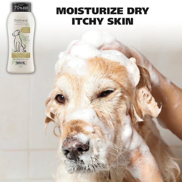 Wahl USA Dry Skin & Itch Relief Pet Shampoo for Dogs – Oatmeal Formula with Coconut Lime Verbena & Pet Friendly Formula, 24 Oz - Model 820004A